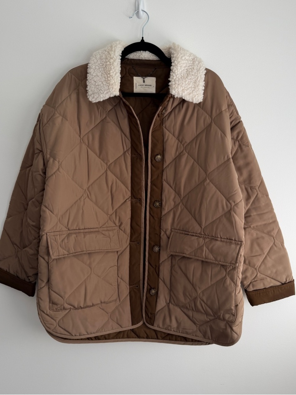 Lucky Brand Quilted Puffer Jacket with White Sherpa Collar - Picture 7 of 7